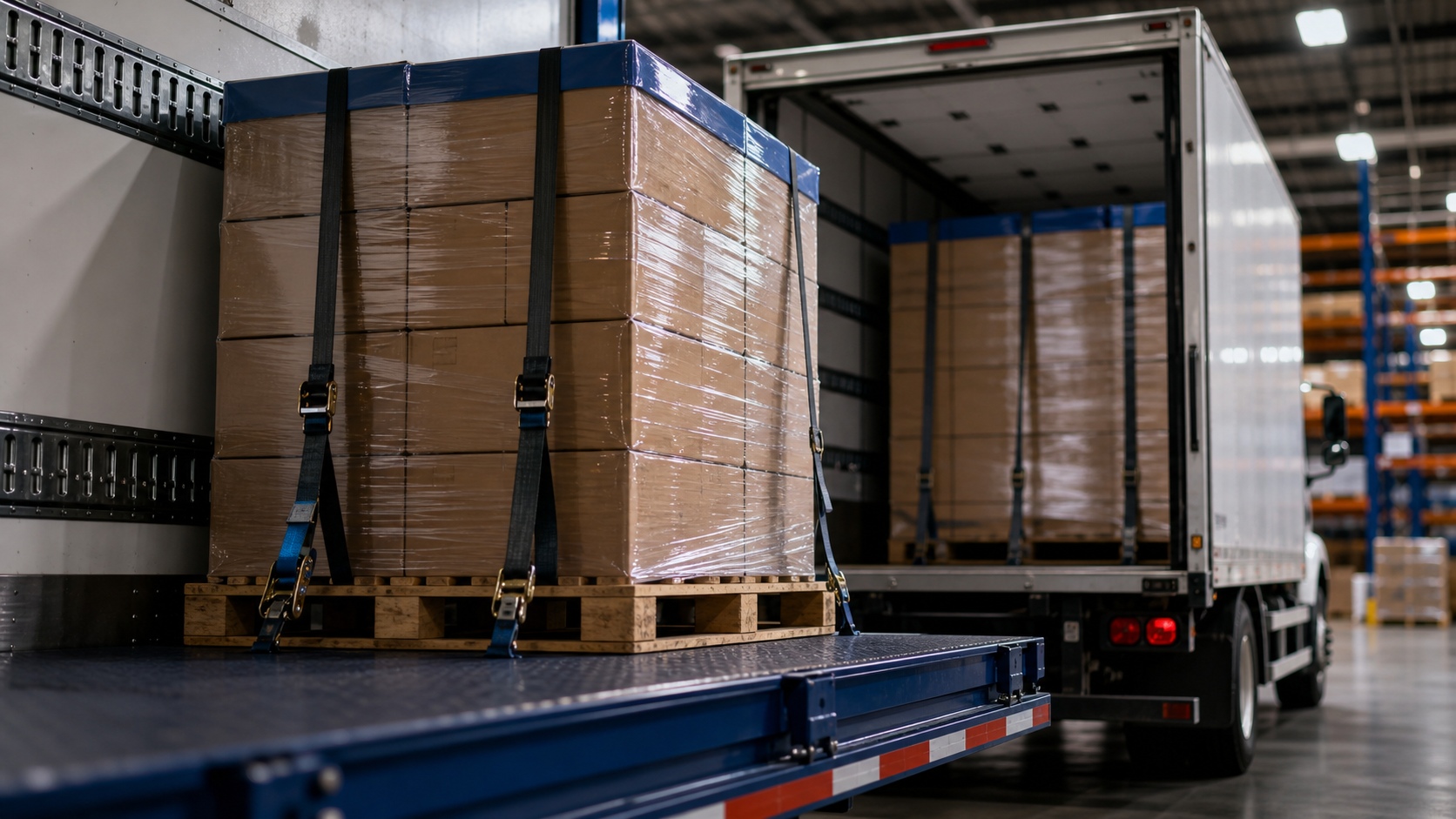 Box truck at a cross-dock terminal